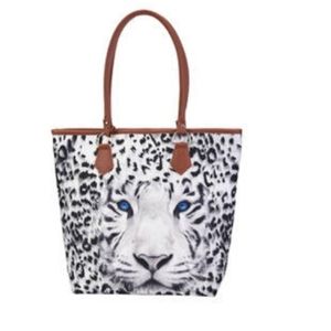White leopard tote bag